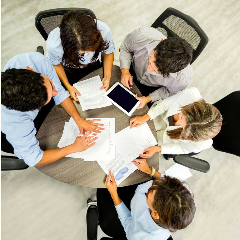 360 evaluation people around table